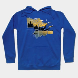 Great Lakes Sunset Kayak Fishing Original Great Lake States Hoodie